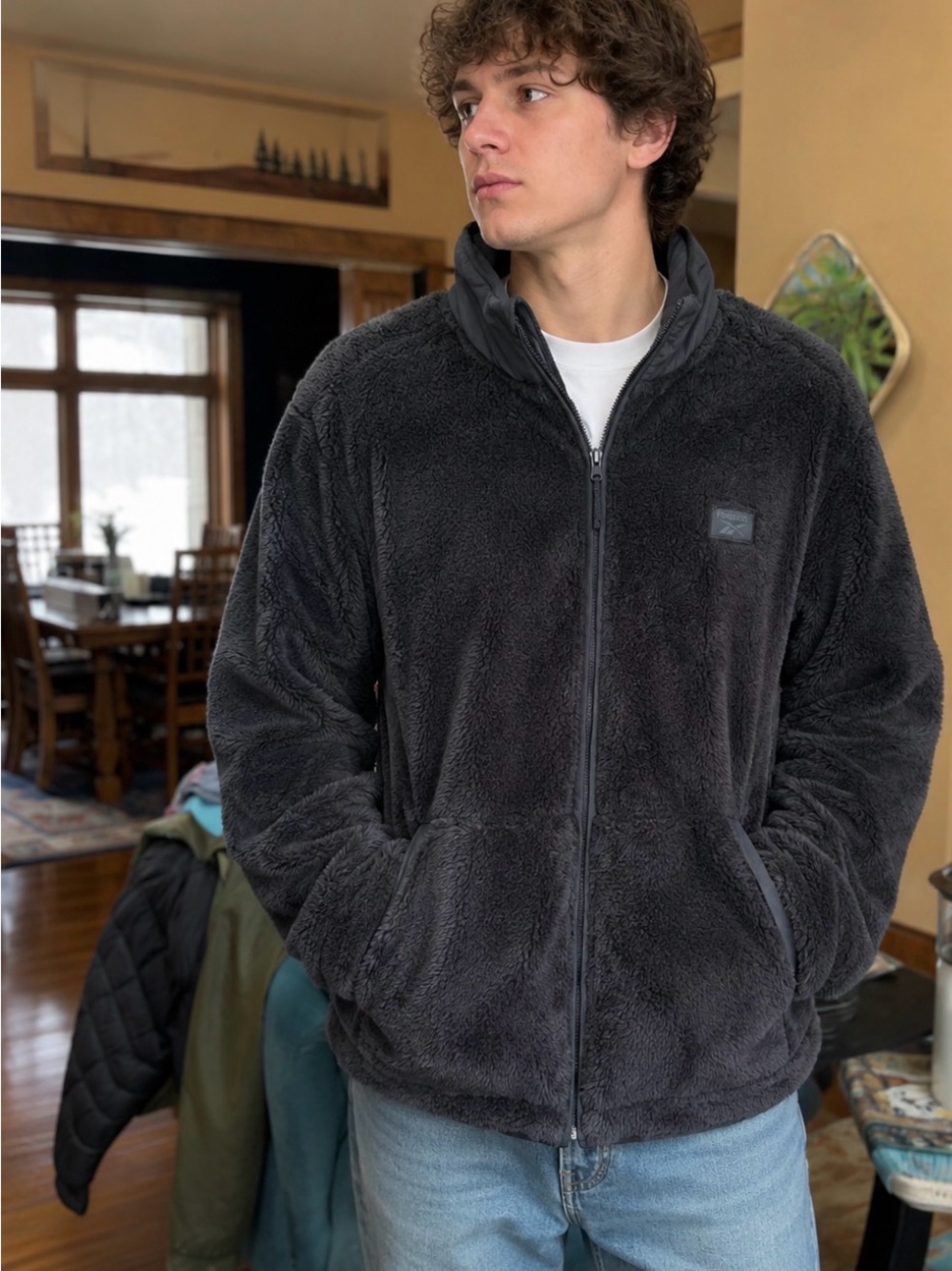 Soft Fuzzy Full Zip Reebok Black Jacket XL